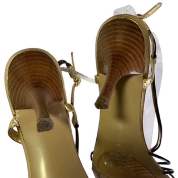 Bandolino Davincius Strappy 3 inch Brown and Gold Sandal Size 8M - Picture 6 of 6